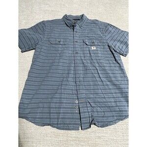 Carhartt Shirt Men’s Large Blue Button Down Short Sleeve Loose Fit Collared